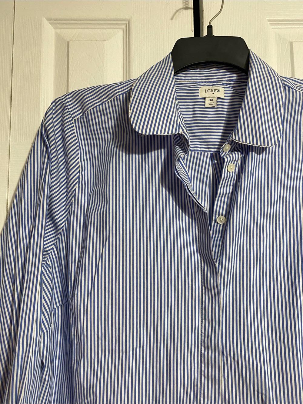 J.Crew cotton blend blue & white striped button down shirt top blouse size 3X - Picture 2 of 8